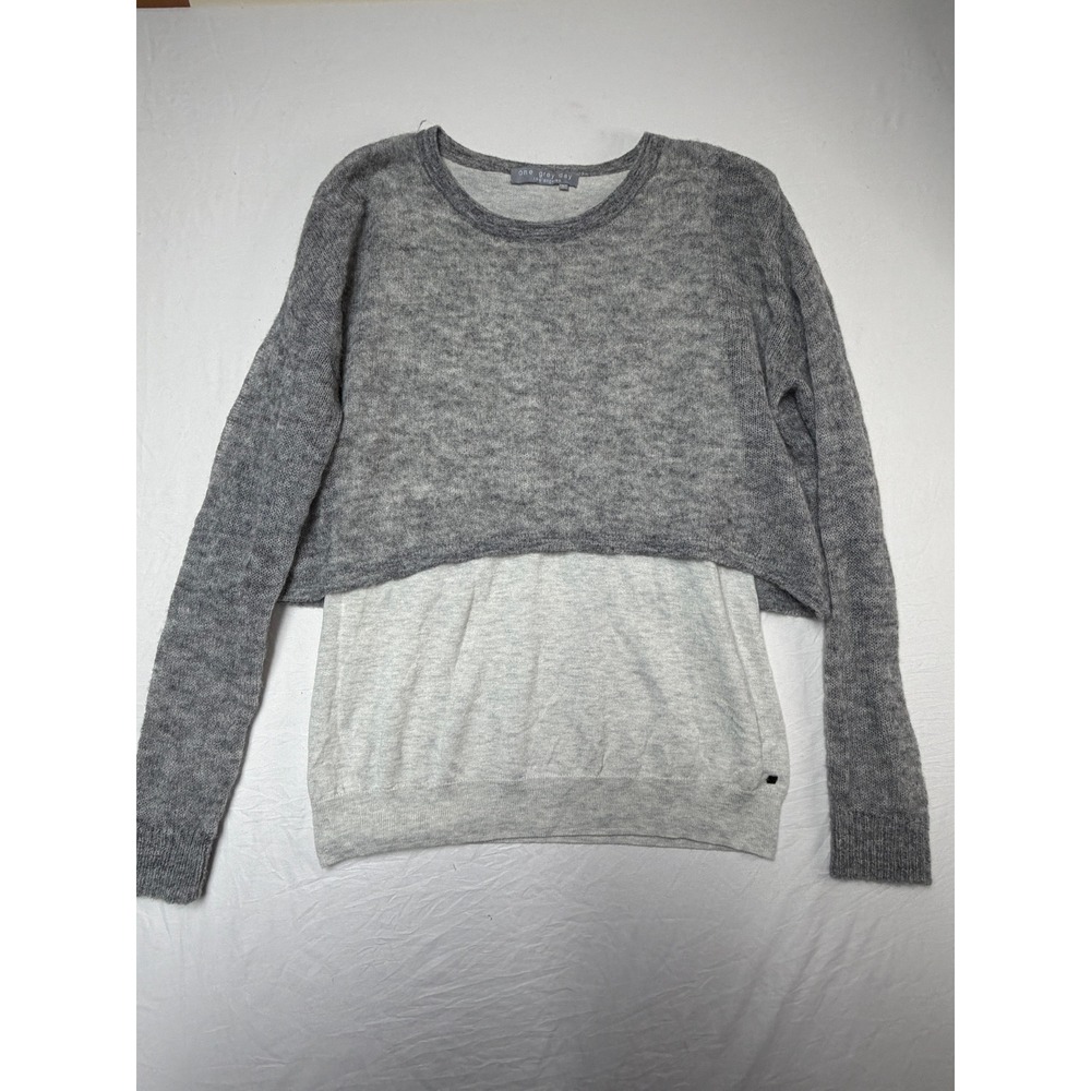 One Grey Day Los Angeles Layered Open Back Sweater Grey Y2K Women Large
